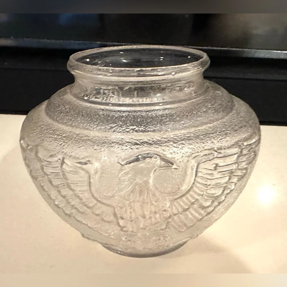 Vintage American Eagle Stars Clear Glass Textured Lamp Light Shade Fitter RARE